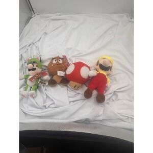 Lot Of 4 New Super Mario 8" Plush Mario Fire Luigi Frog Mushroom Koopa Trooper